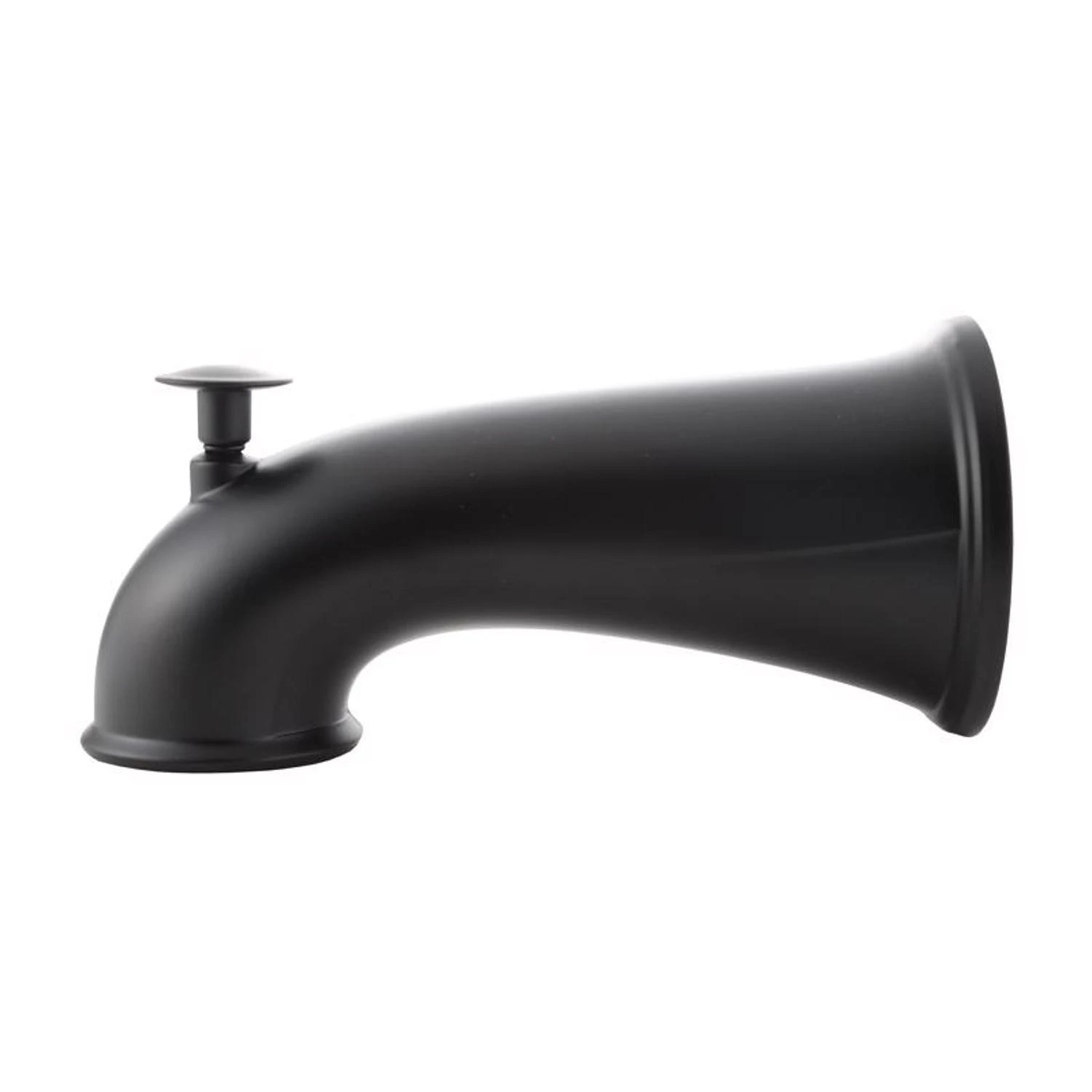 6 In. Matte Black Decorative Tub Spout With Pull Up Diverter