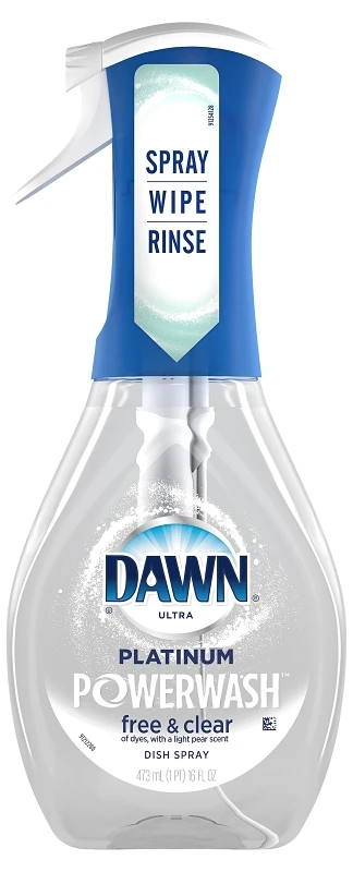 Ultra Free and Clear Powerwash Dish Spray Soap Pear Scent 16 Ounce Bottle