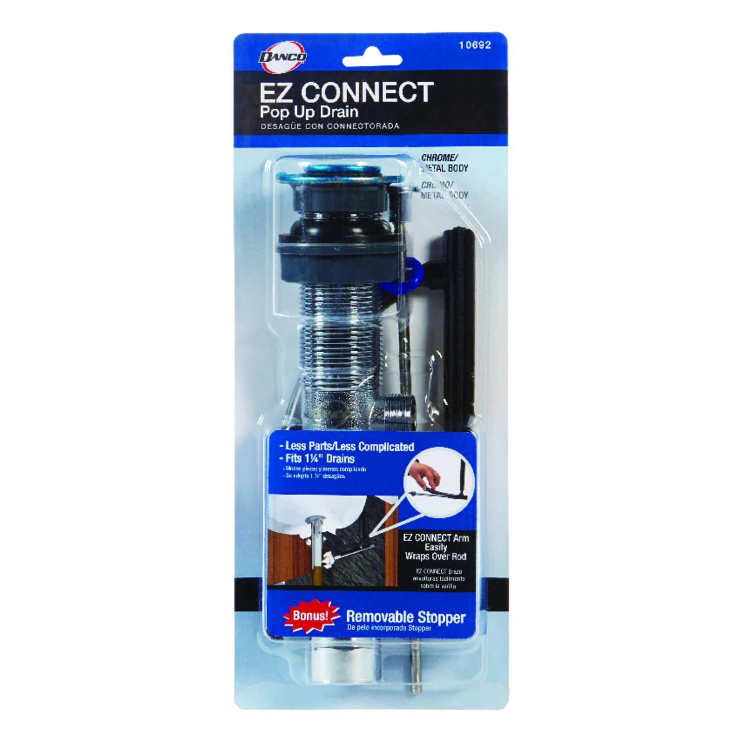1-1/4 In. Chrome-plated Brass Bathroom Sink Drain And Stopper With Ez Connect