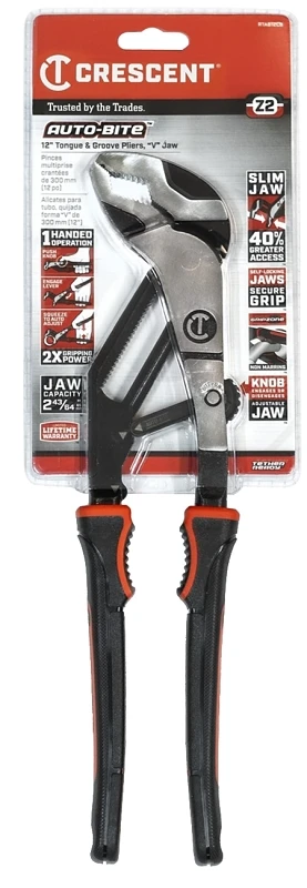 Auto-Bite Dual Material Handle Tongue and Groove Pliers, 12 Inch