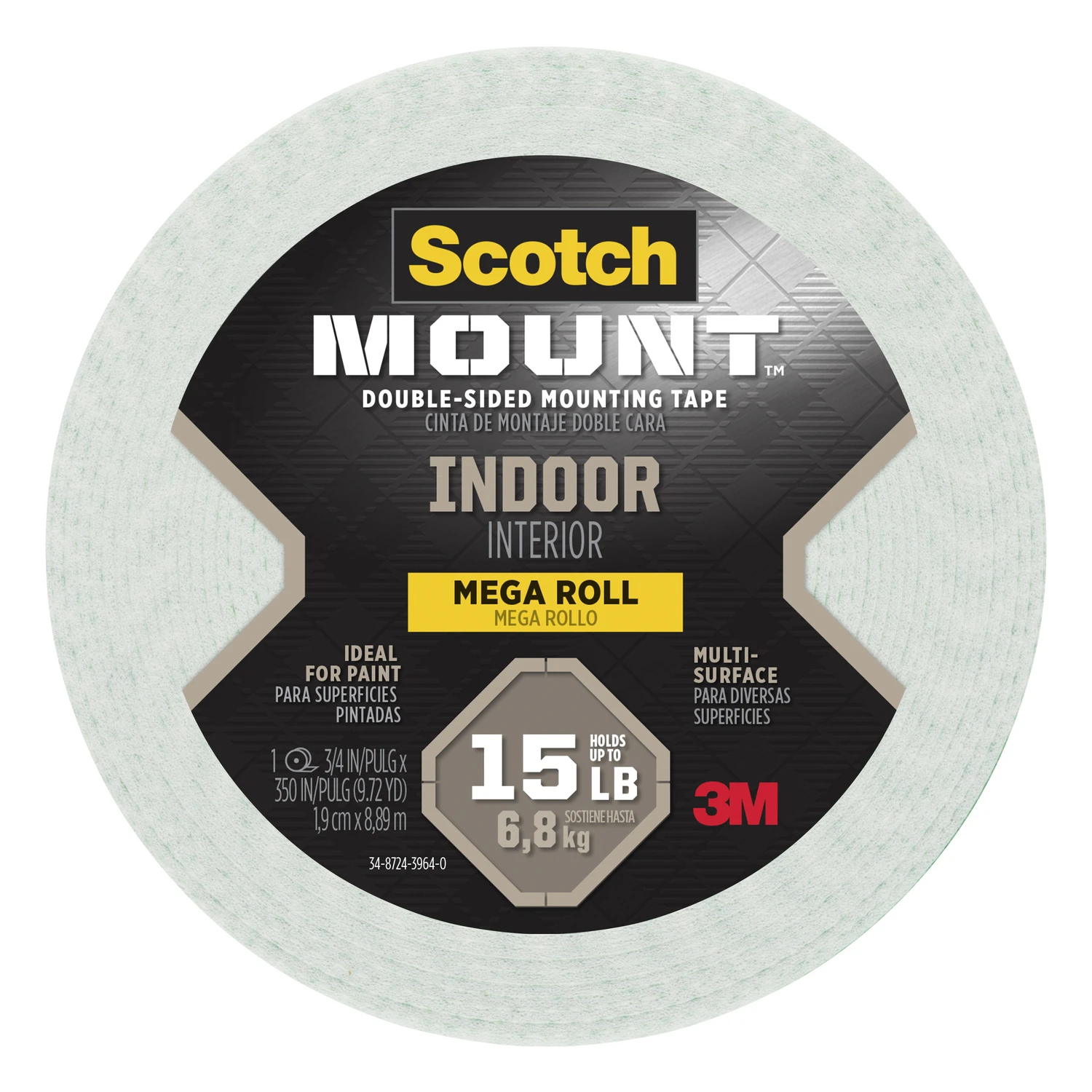 Mount Double Sided 3/4 In. W X 350 In. L Indoor Mounting Tape White