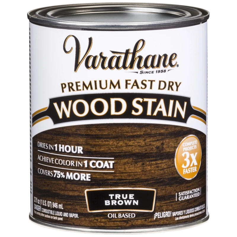 Fast Dry Premium Semi-Transparent Wood Stain True Brown 1 Quart