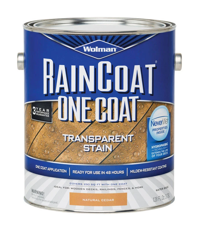 Raincoat One-Coat Transparent Exterior Wood Stain Water Based Water Repellant Natural Cedar One Gallon