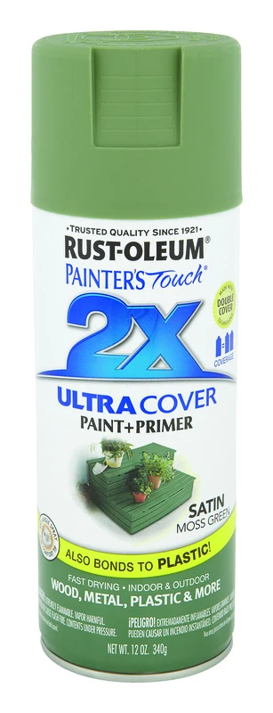 2x Ultra Cover 12 Oz. Satin Spray Paint, Moss Green