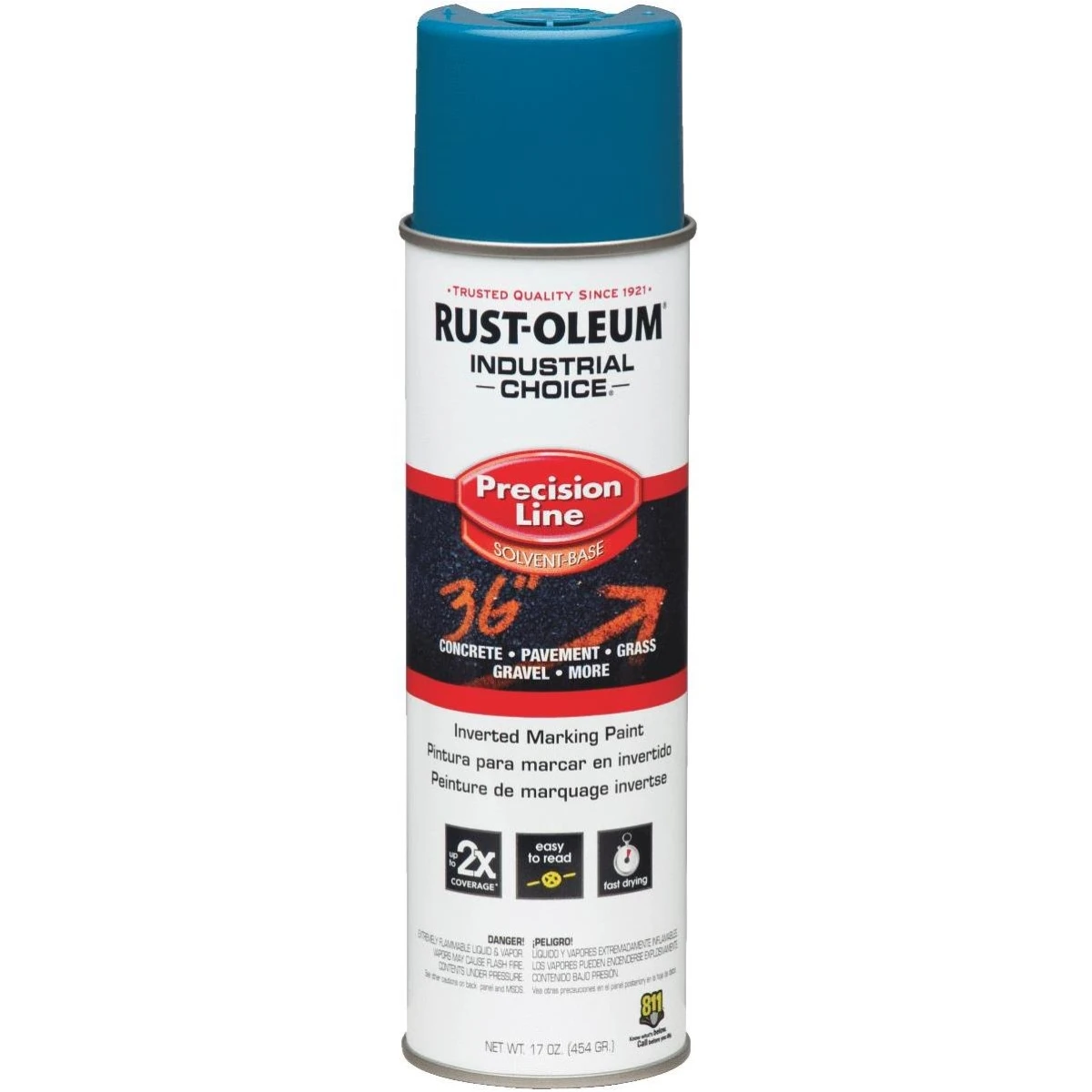 Industrial Choice Precision Line Marking Spray Paint, Caution Blue, 17-oz. Inverted