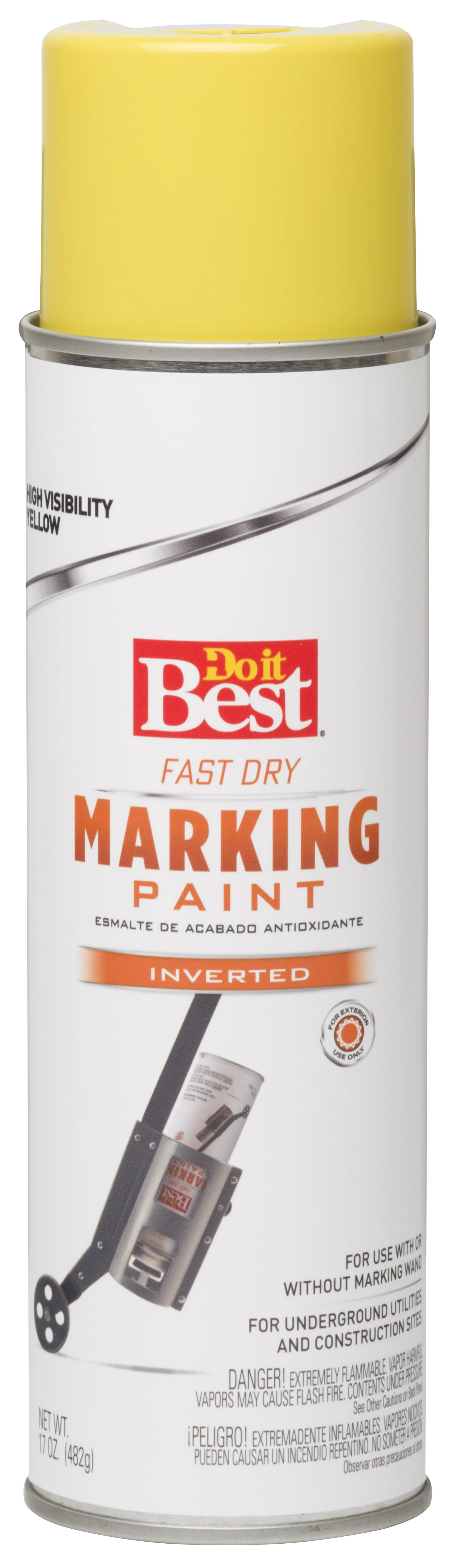 Industrial Choice Precision Line Marking Spray Paint, High-Visibility Yellow, 17-oz. Inverted