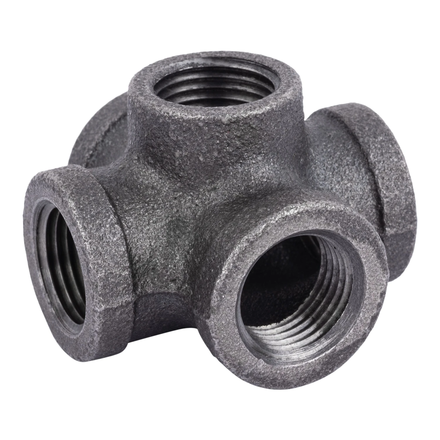 Black Pipe 5-Way Cross, 1/2 In.