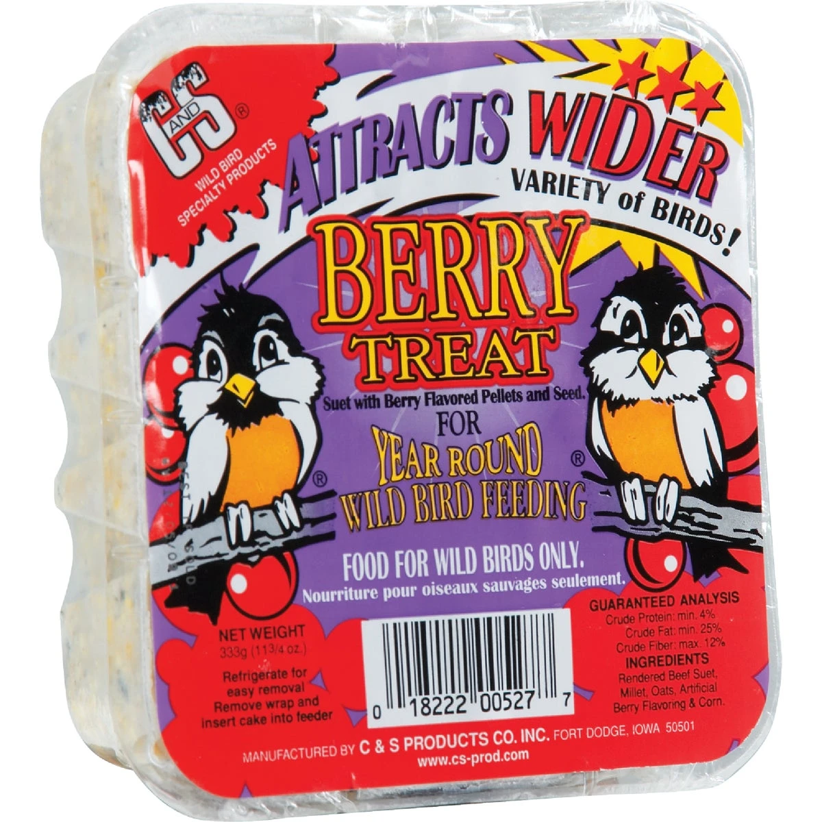 11.75 Oz. Berry Treat Suet Cake For Wild Birds