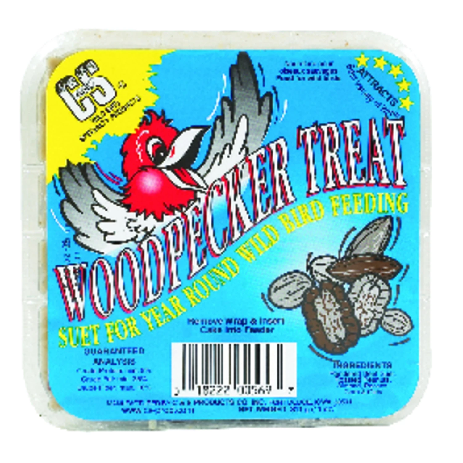 11 Oz. Woodpecker Treat Suet Wild Bird Food - High Energy Suet For Year-round Feeding
