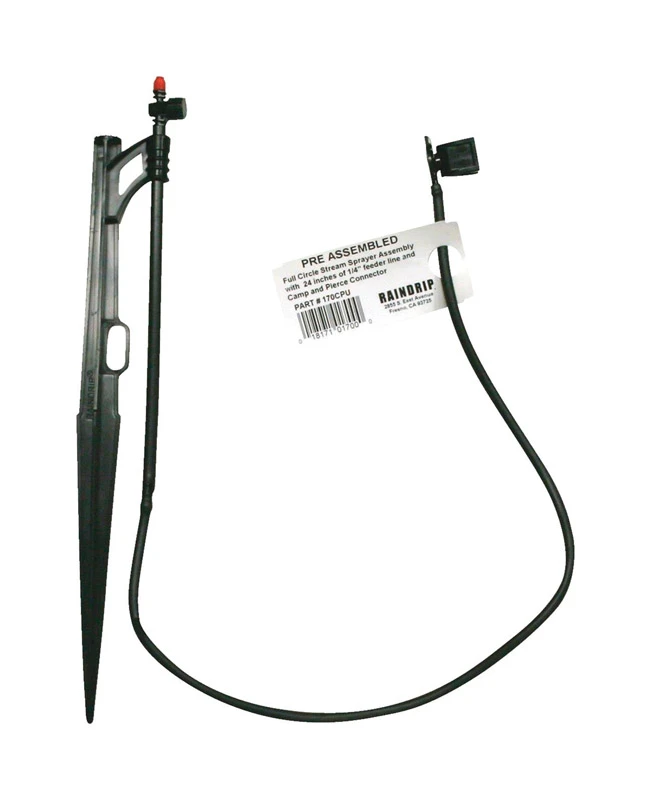 Adjustable Flow Bubbler Assembly, Full-Circle Pattern, 8 Stream, 1/4 in. Clamp N Pierce Inlet, Riser, 13 in. Stake