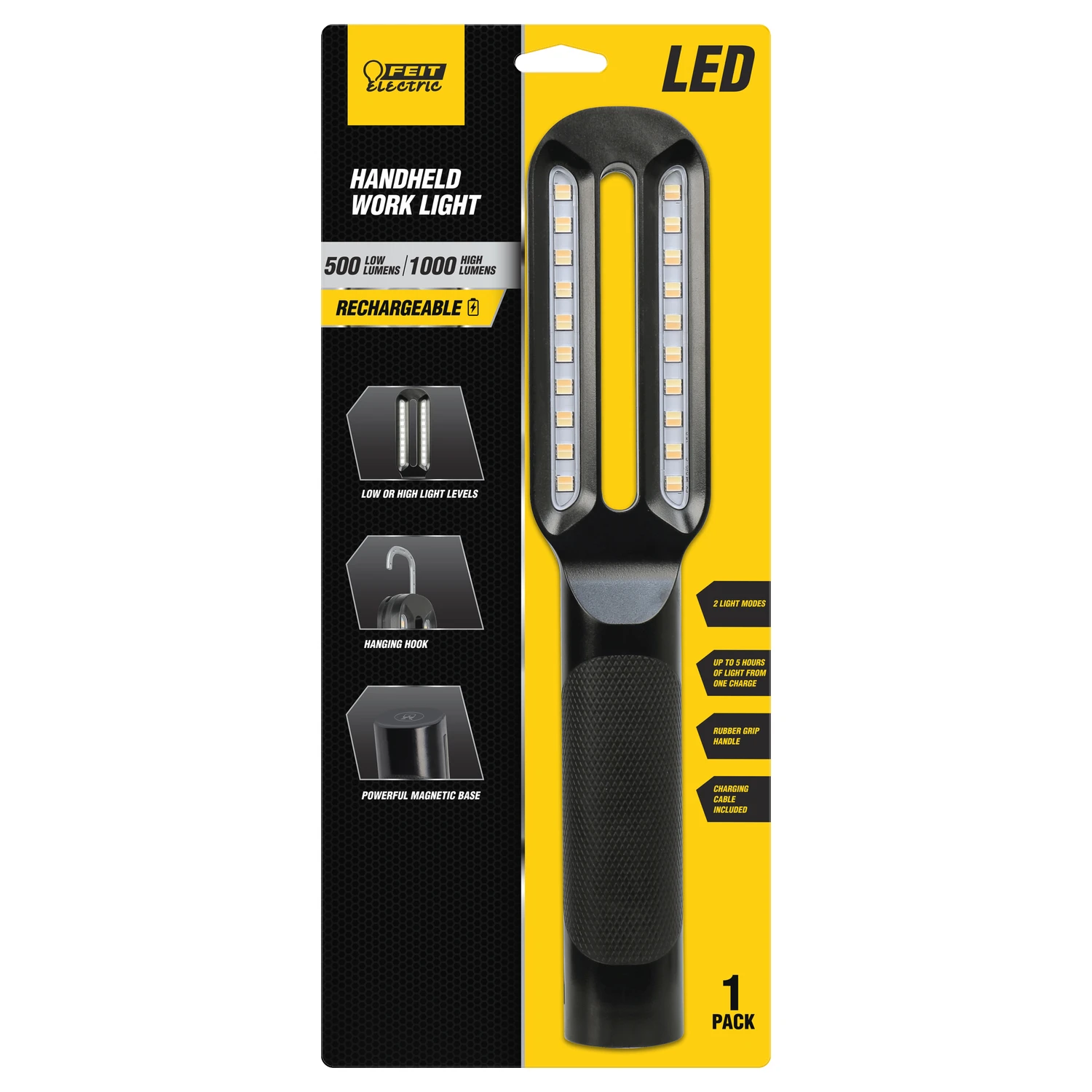 500/1000 Lumen Led Rechargeable Handheld Work Light With Magnet