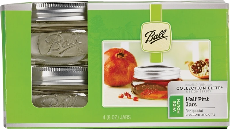 Collection Elite Wide Mouth Canning Jar 8 Oz 4 Pk, Glass, Model 1440061162