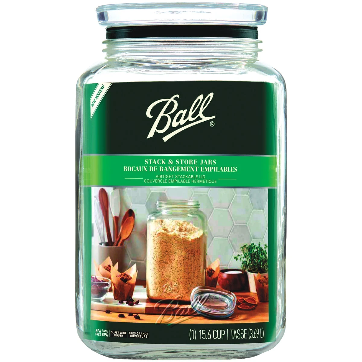 Stack and Store Glass Storage Jar, One Gallon 124 Ounce Capacity