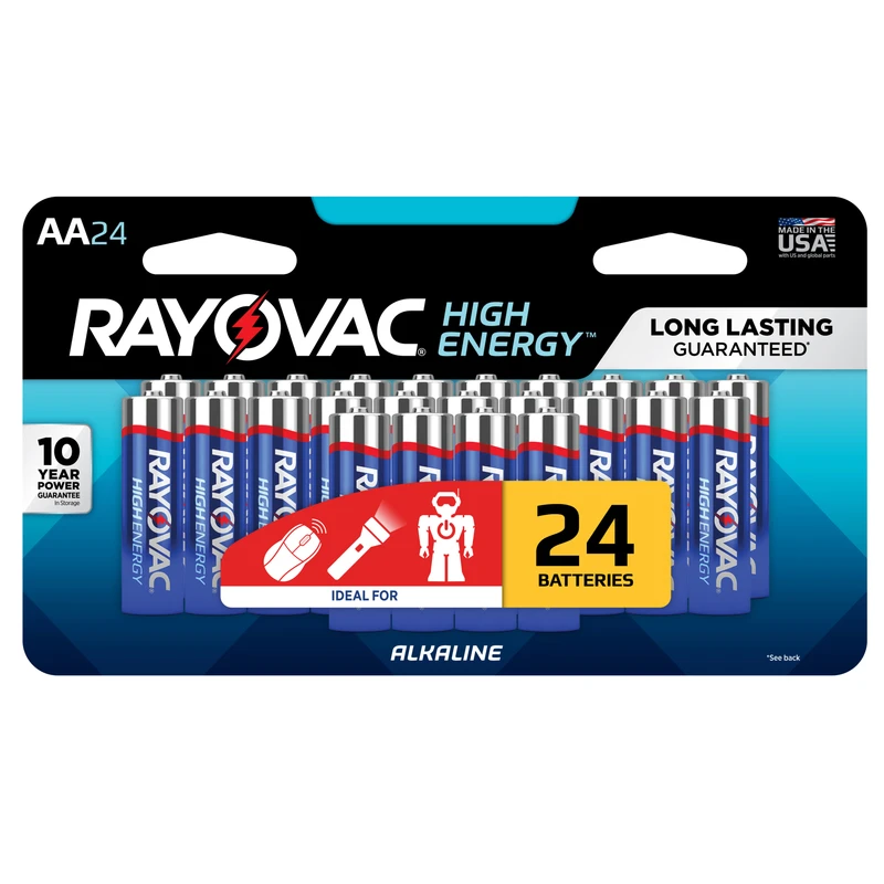 High Energy AA (Double A) Alkaline Batteries, 24 Pack