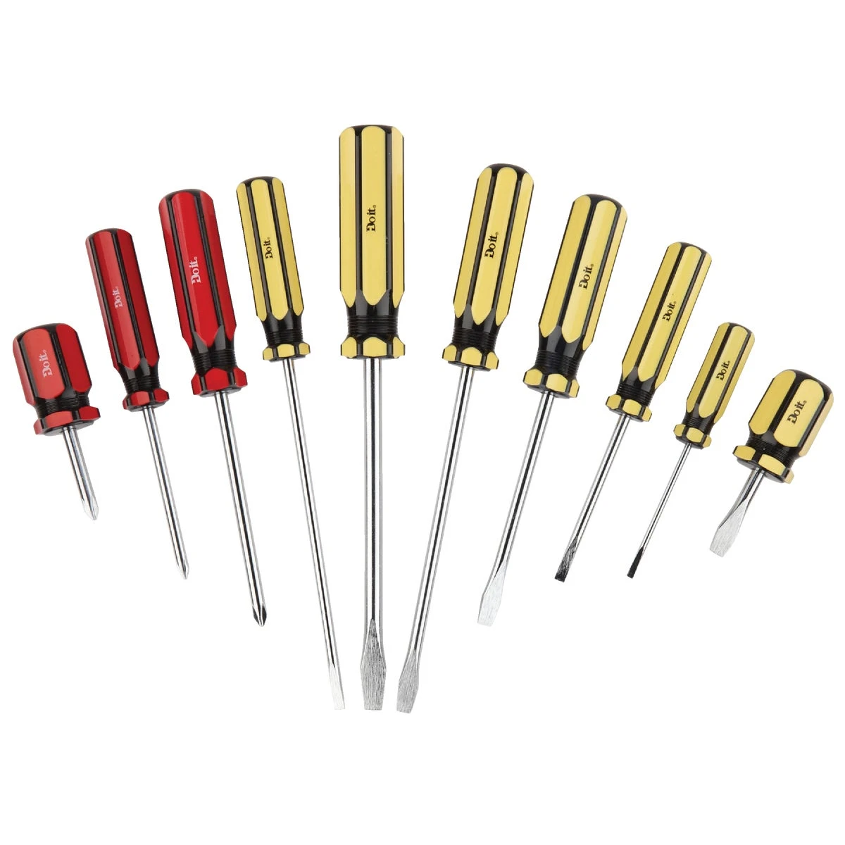 10-piece Screwdriver Set With Carbon Steel Blades And Pva Handle