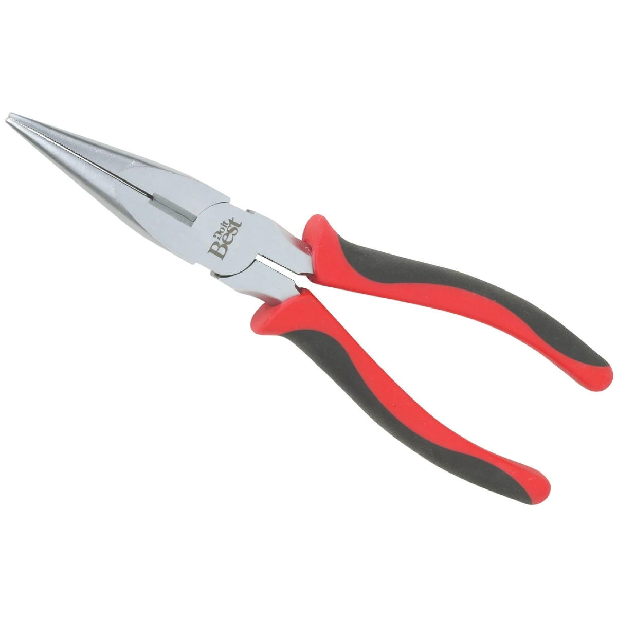 8 In. Long Nose Pliers With Polished Chrome Finish And Rubber Grips