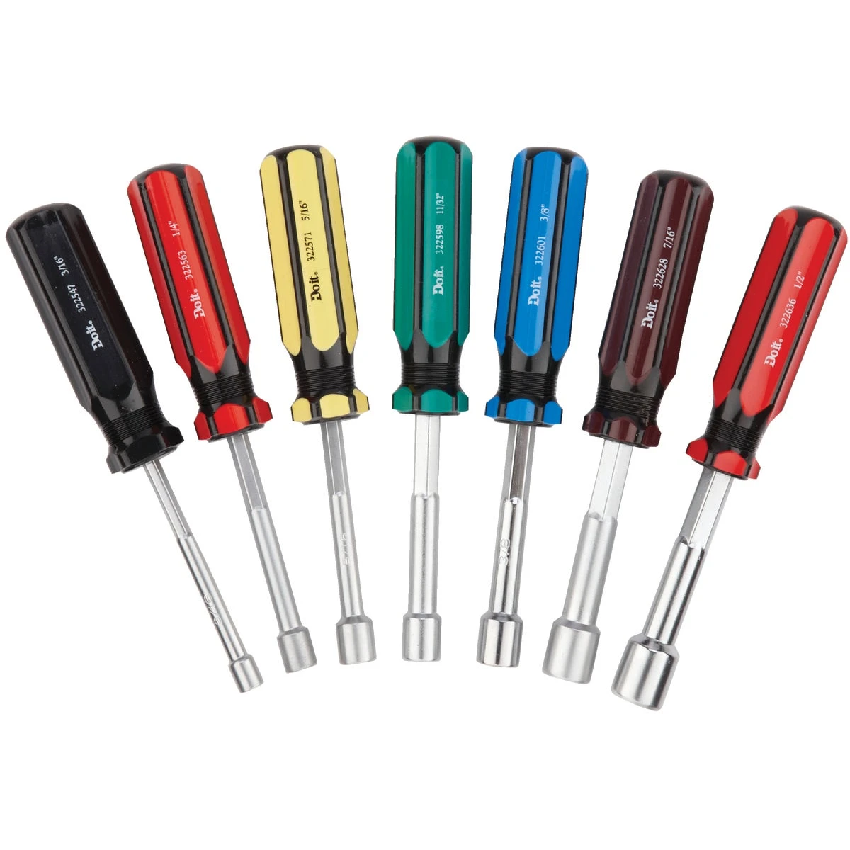 Standard 3 Inch Solid Shaft Nut Driver Set, 7-piece Sae