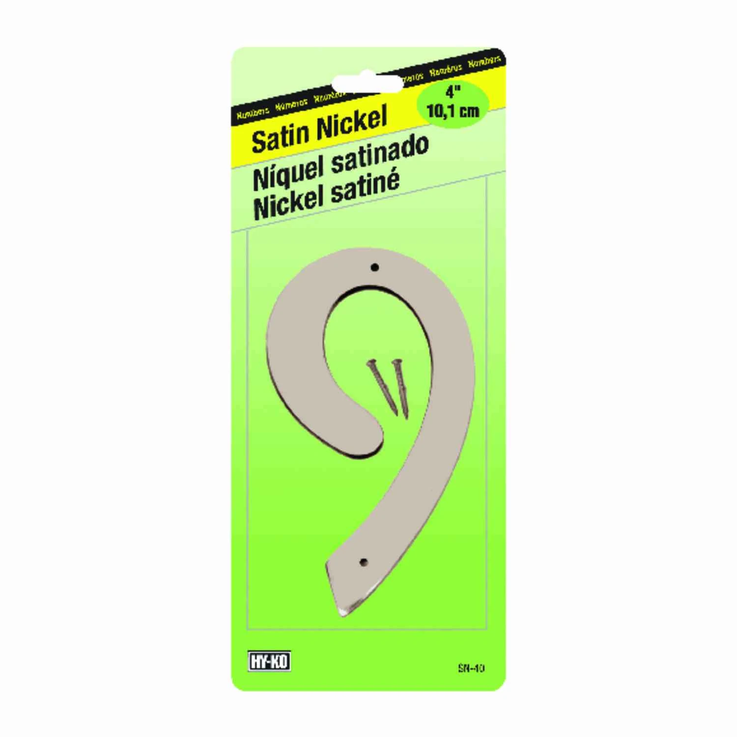 House Address Number 9 Zinc Metal with Satin Finish 4 Inch Height