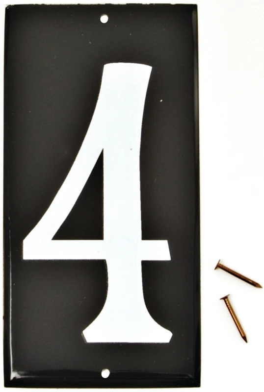 House Address Number 4 Reflective Aluminum 3.5-Inch on 5-Inch Black Panel