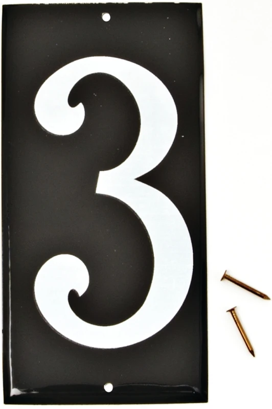 House Address Number 3 Reflective Aluminum 3.5 Inch on 5 Inch Black Panel