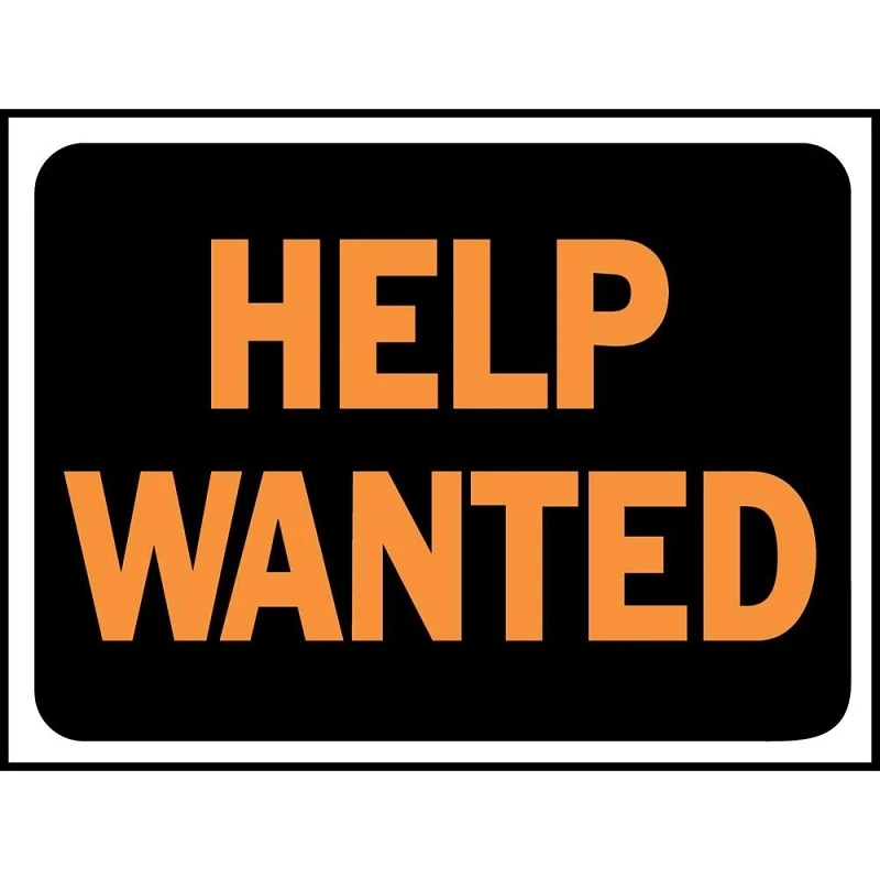 9x12 Plastic Help Wanted Sign - Weatherproof, Fluorescent Orange On Black