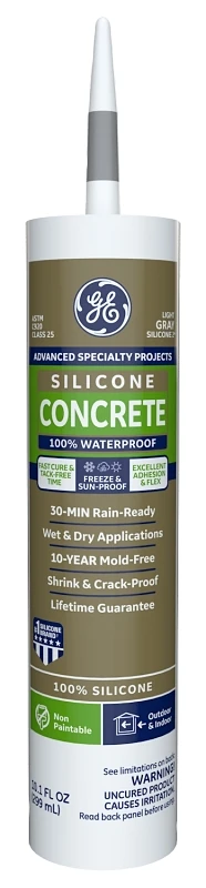 Concrete Silicone 2 Sealant, Light Gray, 10.1 Oz. Cartridge For Concrete & Masonry