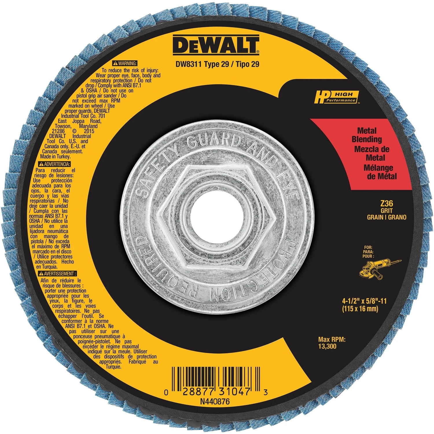 Type 29 Flap Disc, 4.5 Inch Diameter by 5/8 Inch-11 Thread Size