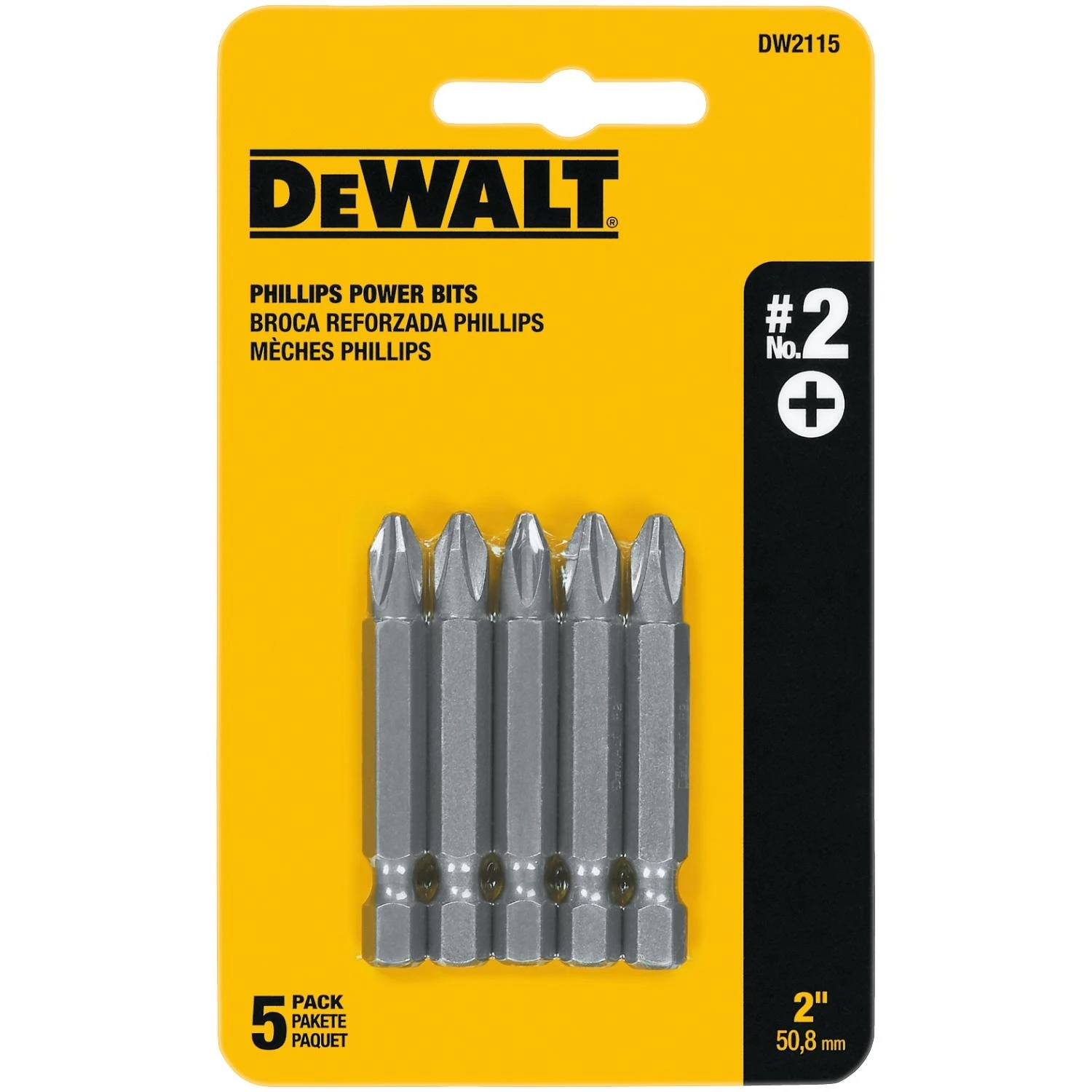 #2 Phillips Power Bit, 2 In., 5-Pk.