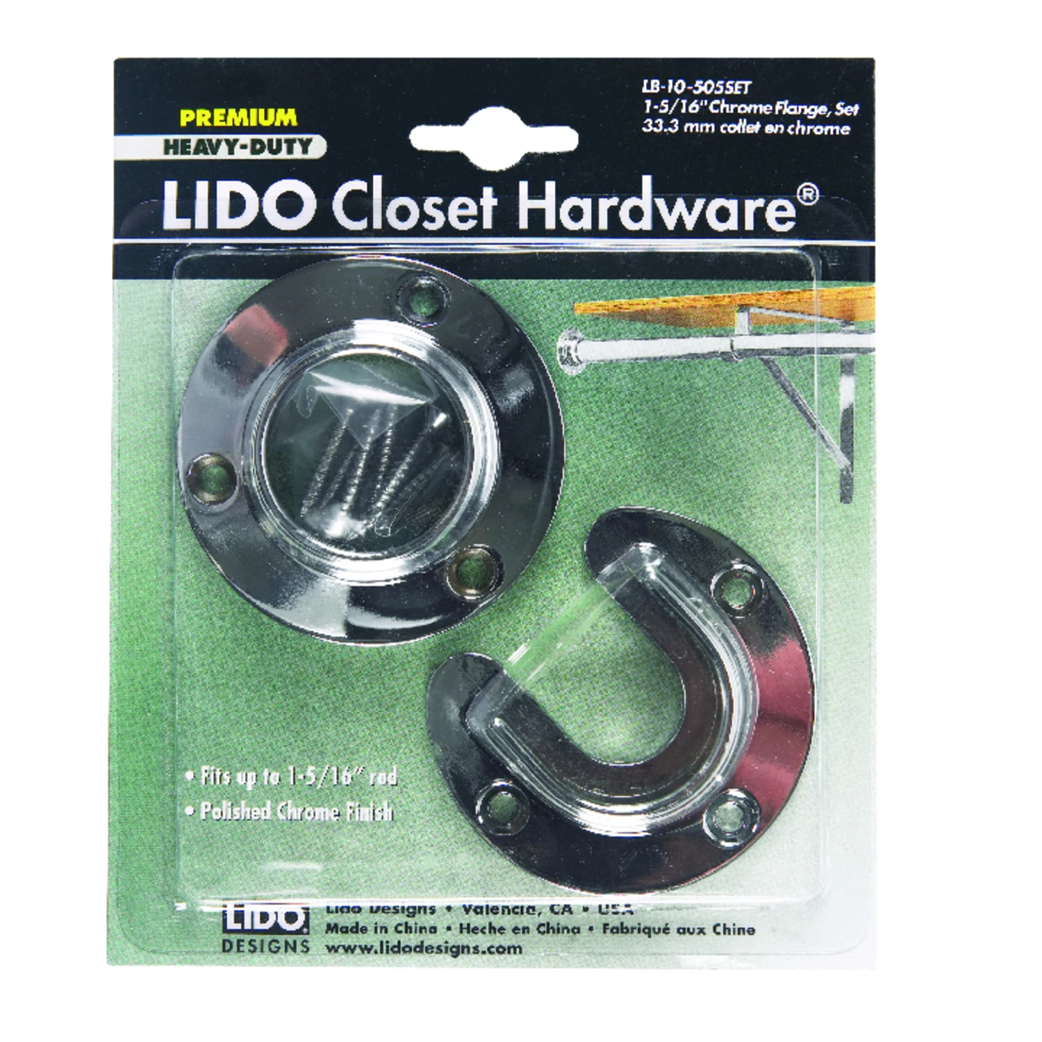 Lido 1-1/4 in. L X 1-5/16 in. D Polished Chrome Steel Closet Flange Set Lido 1-1/4 in. L X 1-5/16 in. D Polished Chrome Steel Closet Flange Set