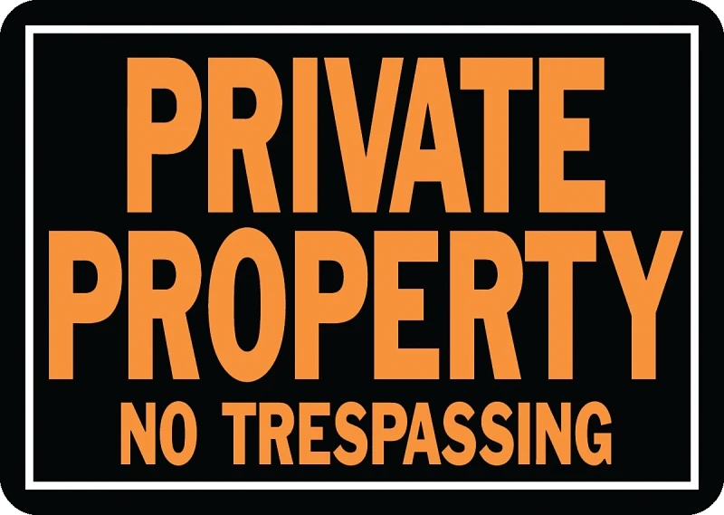 Private Property No Trespassing Sign, Hy-Glo Orange and Black, Aluminum, 10 by 14 Inches
