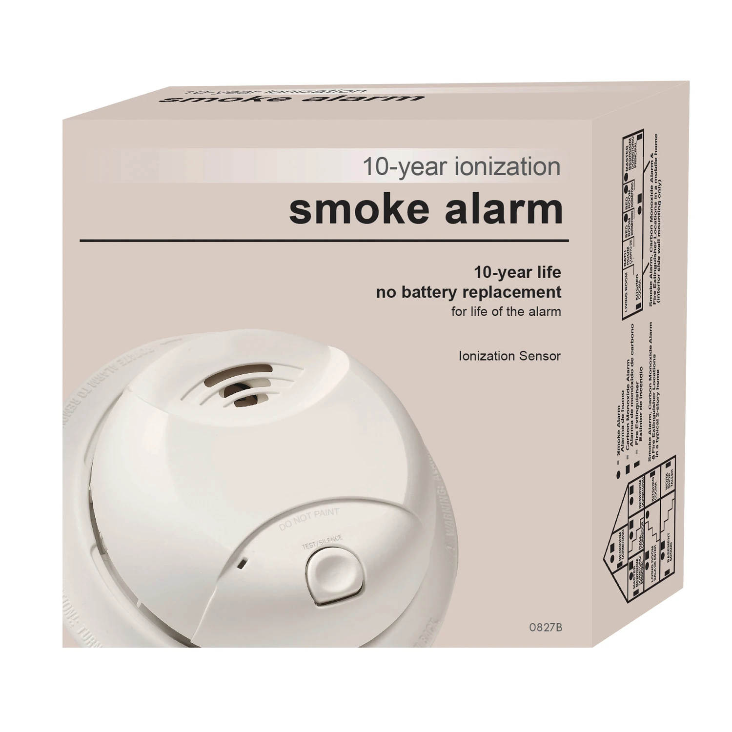 10-year Sealed Battery Ionization Smoke Alarm Model 0827b