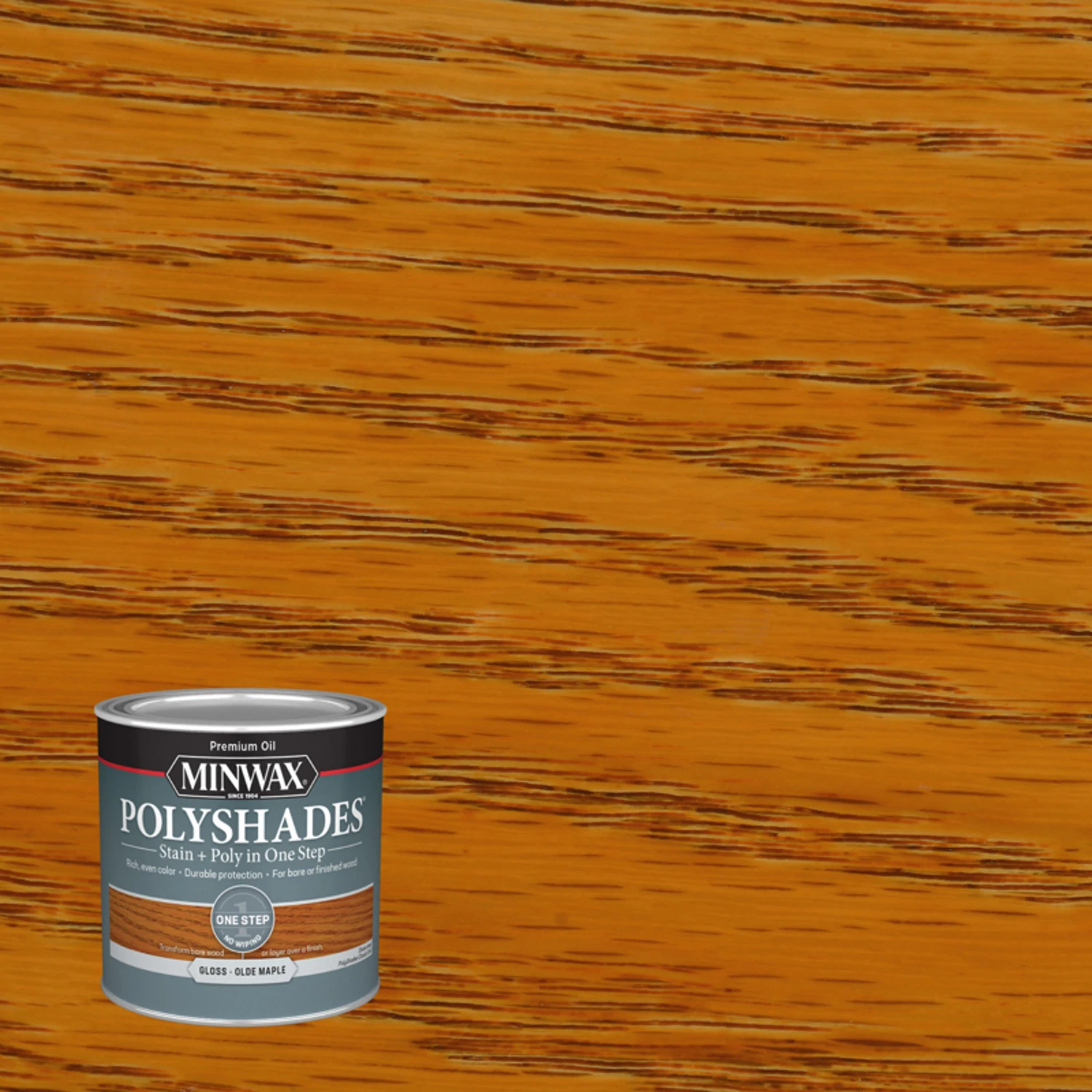 Polyshades Wood Stain Gloss Finish Olde Maple Color 0.5 Pint Bottle