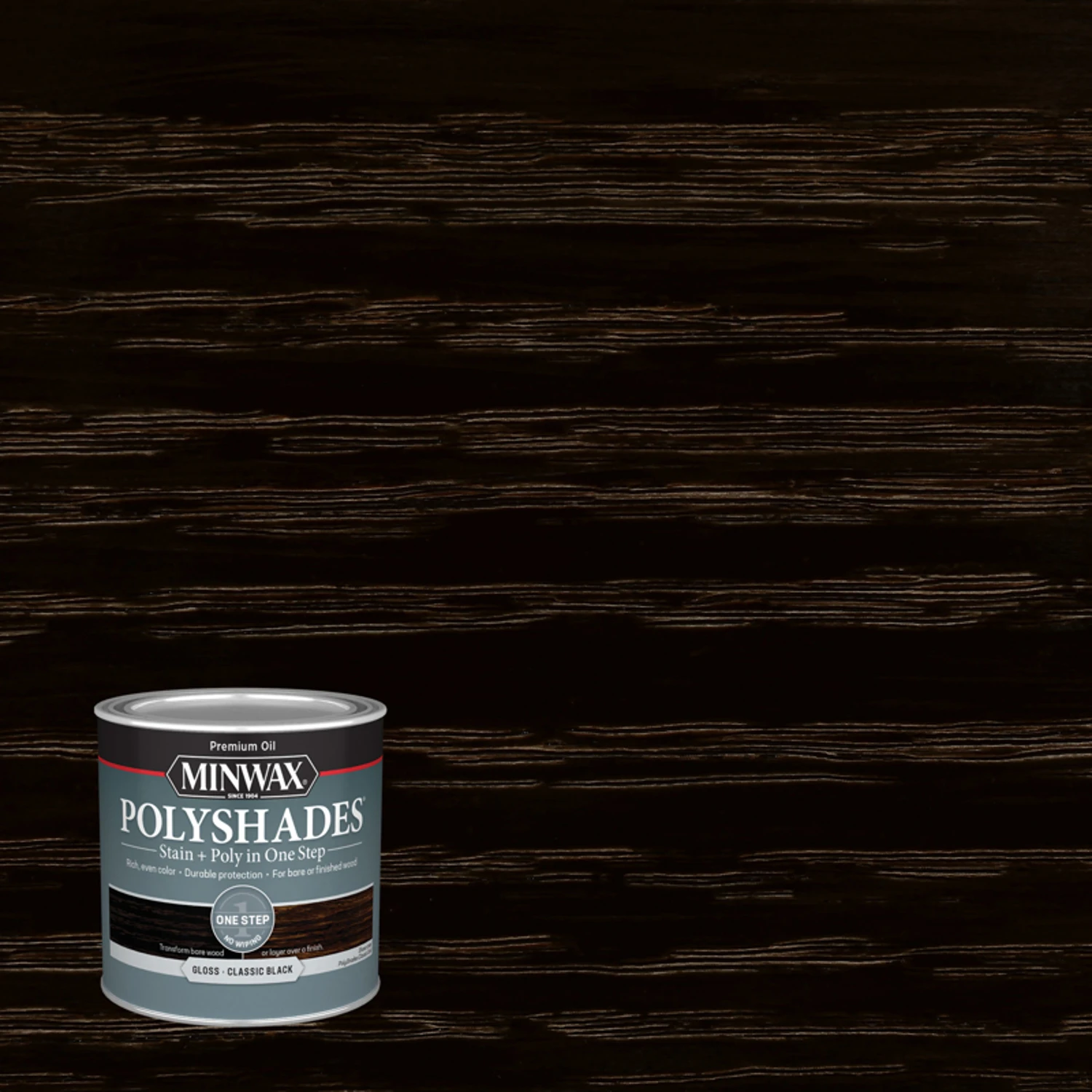 Polyshades Semi-transparent Gloss Classic Black Stain And Polyurethane Finish 0.5 Pt