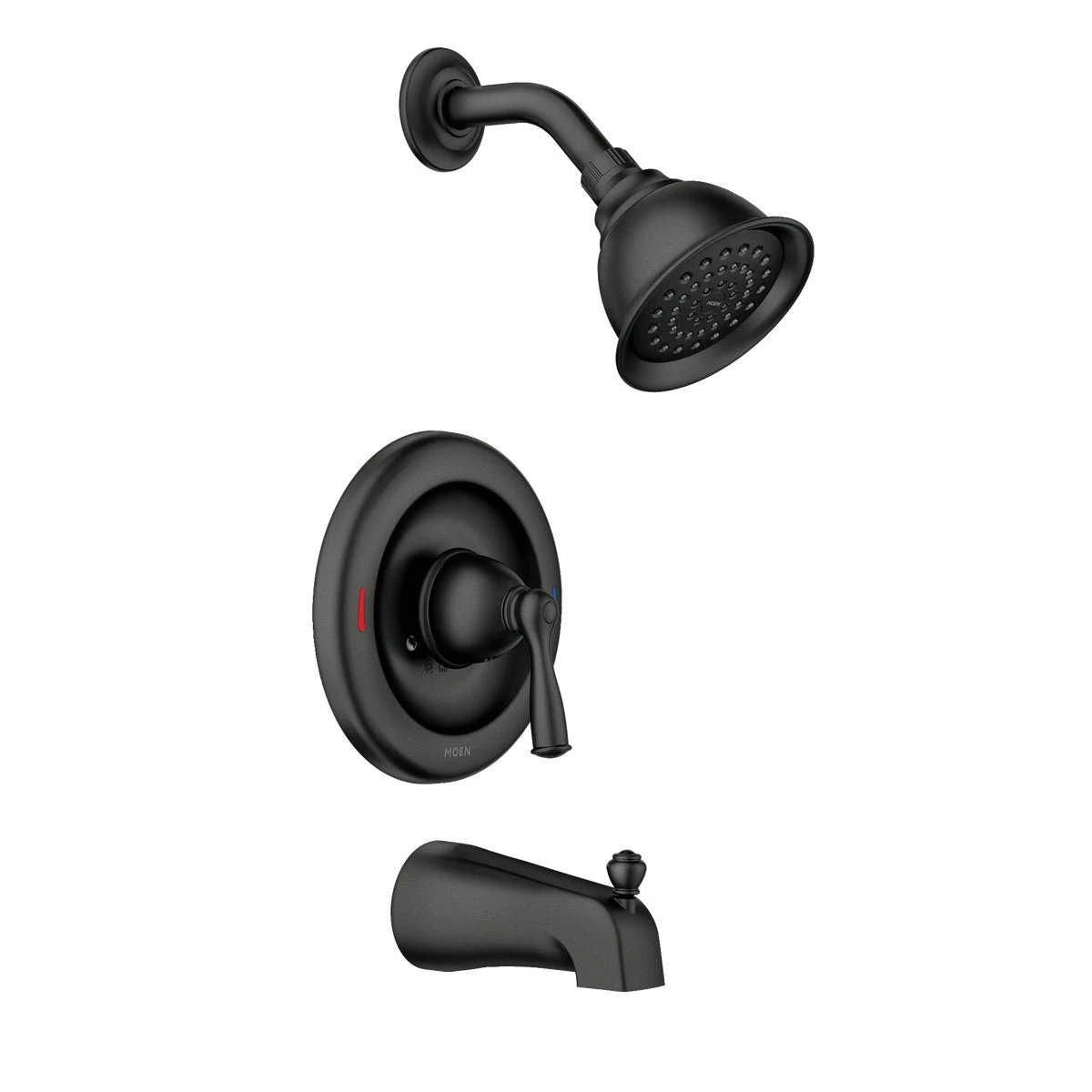 Banbury Posi-Temp Single Handle Tub and Shower Faucet with Spray Head Matte Black Finish