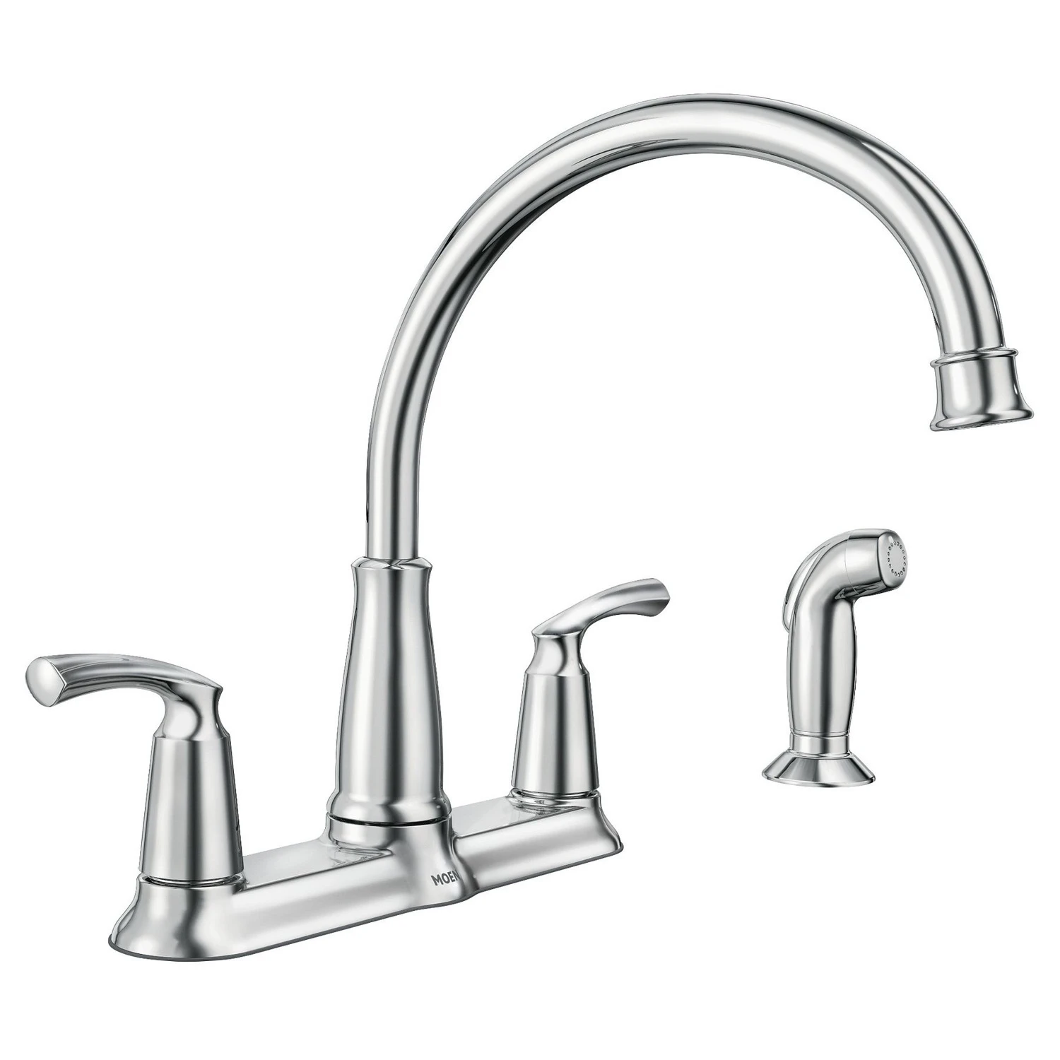 Bexley High Arc Kitchen Faucet With Side Spray, 2 Handles, Chrome Finish