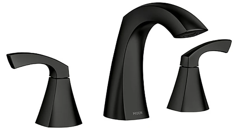 Lindor Two-Handle High-Arc Bathroom Faucet in Matte Black Finish