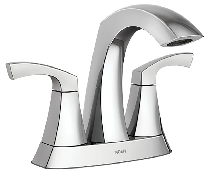 Lindor Two-Handle High-Arc Bathroom Faucet with Four-Inch Centerset in Chrome Finish