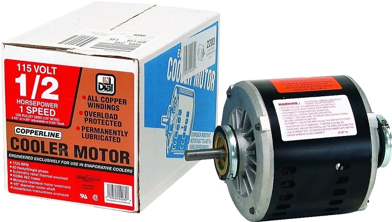 Evaporative Cooler Motor, Single Speed, One Half Horsepower, 115 Volt