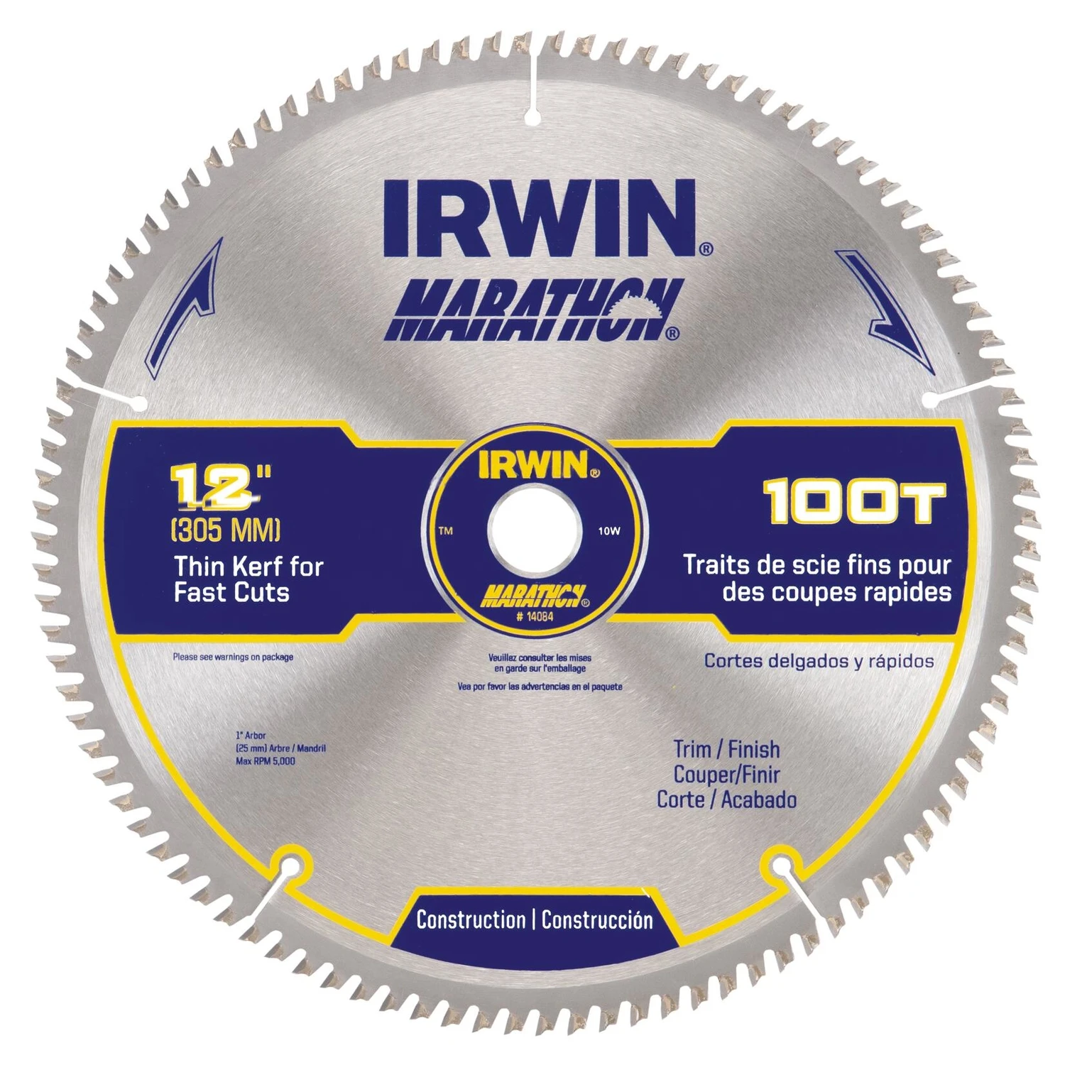 Marathon Circular Saw Blade, Carbide-Tipped, 100-Tooth , 12 In.