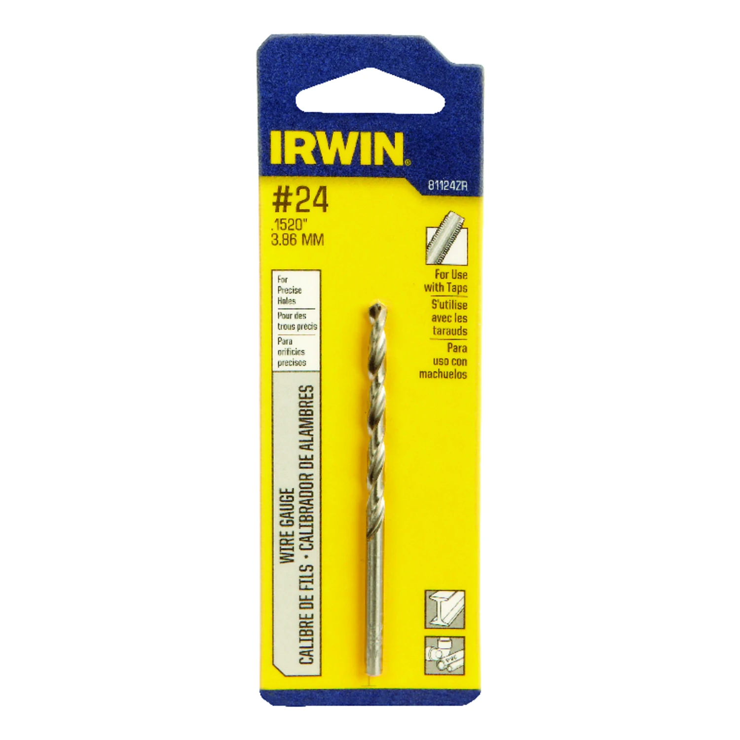 #24 High Speed Steel Wire Gauge Drill Bit, 3-1/8 In. Length, Straight Shank