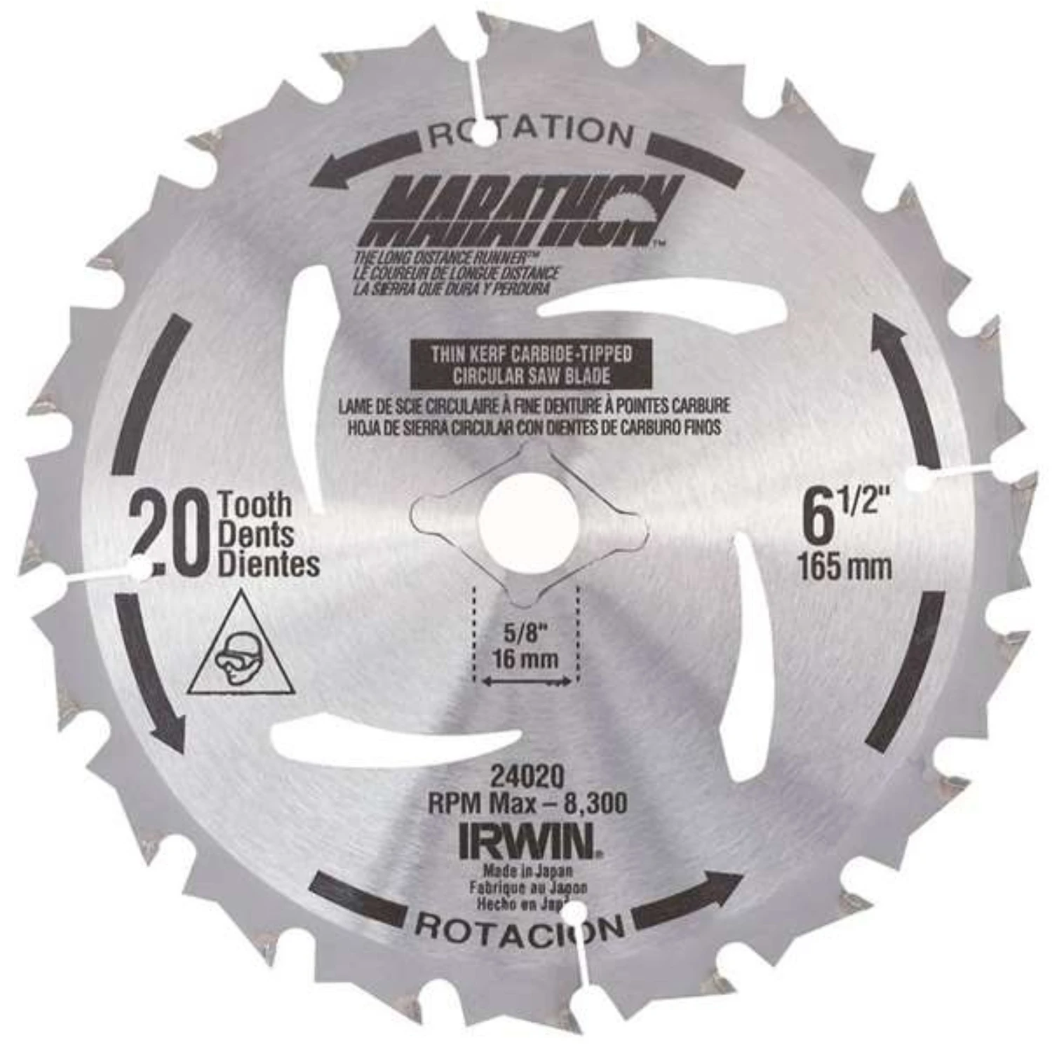 Marathon 6-1/2 In. Carbide Tipped Circular Saw Blade, 20 Teeth, 5/8 In. Arbor
