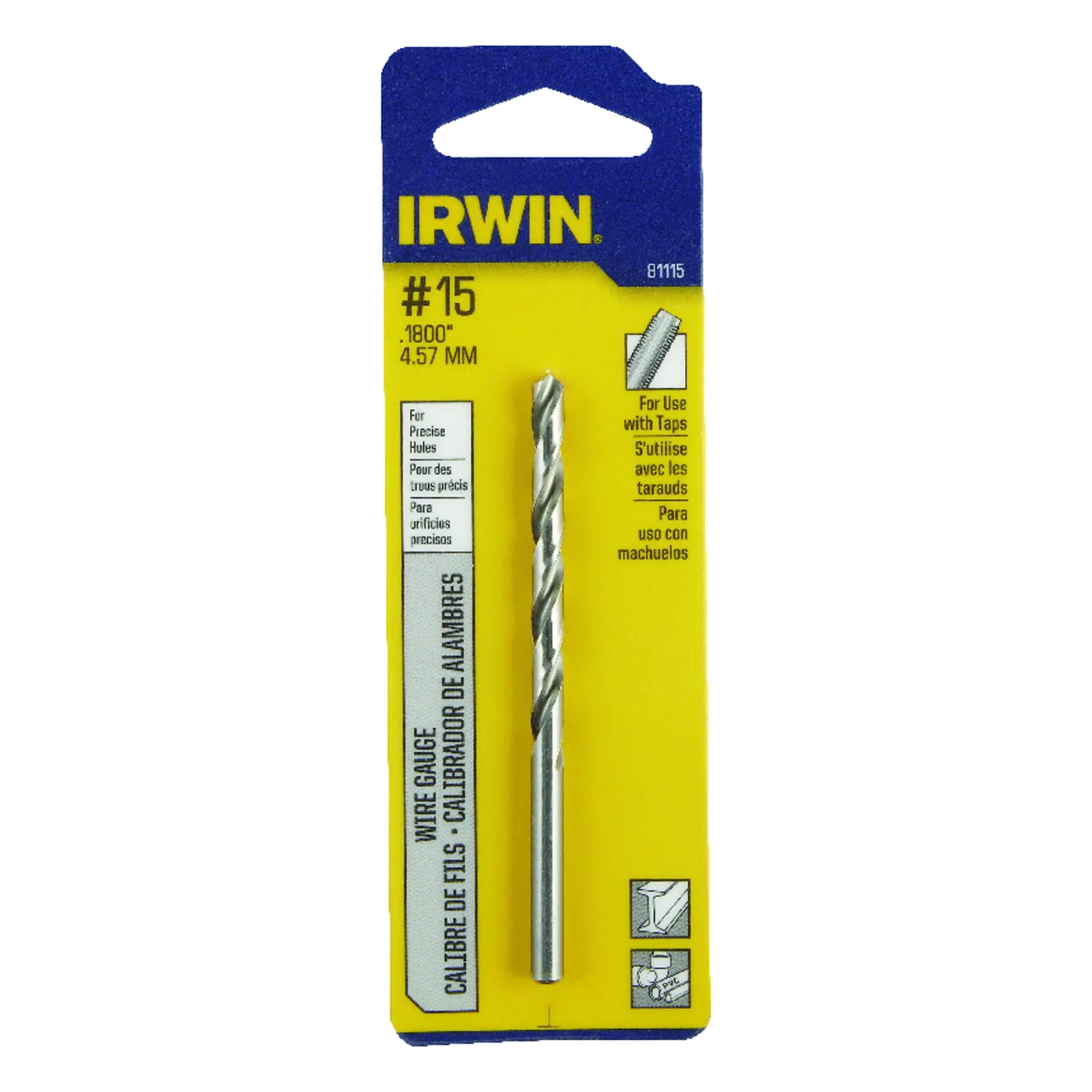 #15 Bright High Speed Steel Wire Gauge Drill Bit 3-3/8 In. Length