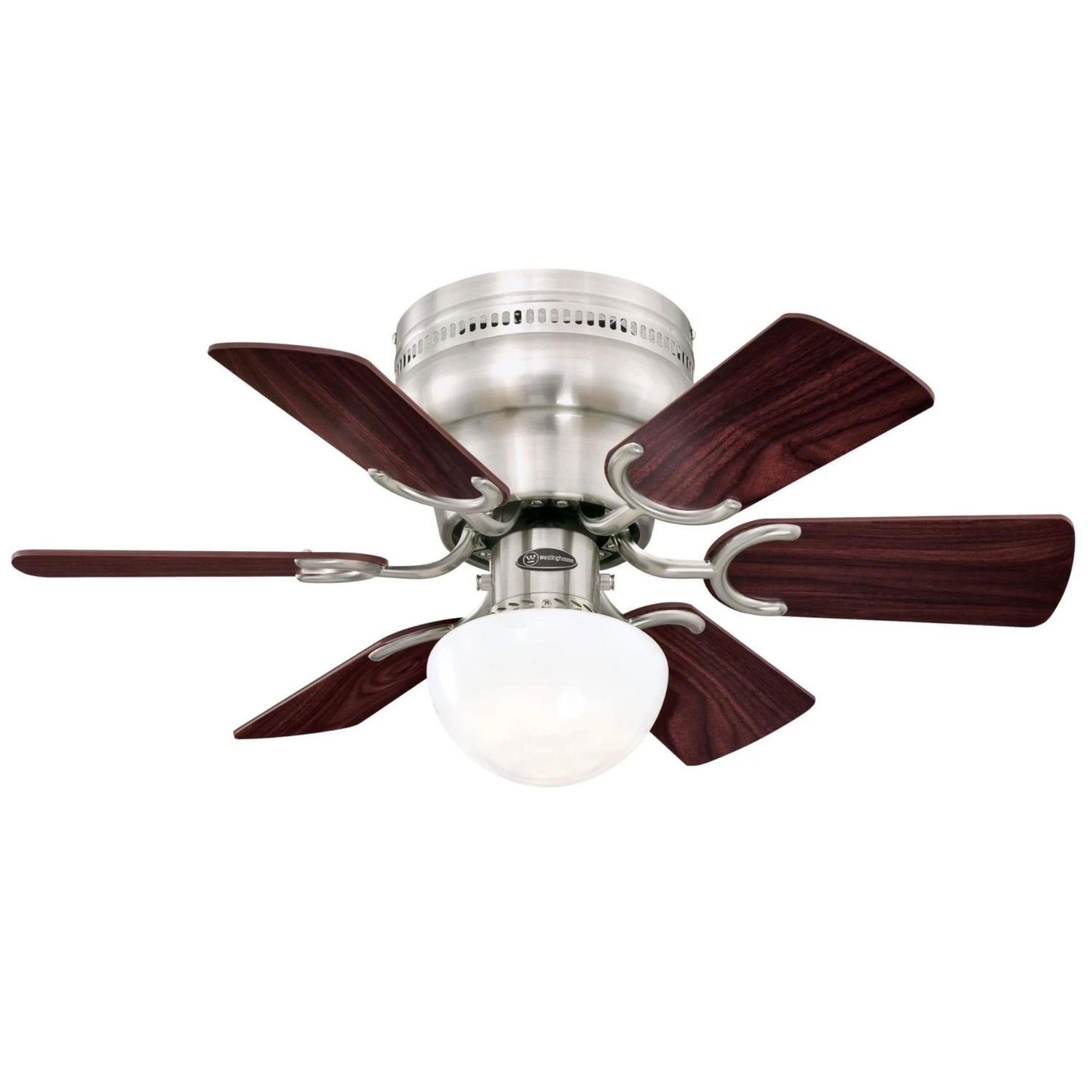 30-Inch Petite Ceiling Fan with Light Kit in Brushed Nickel Finish