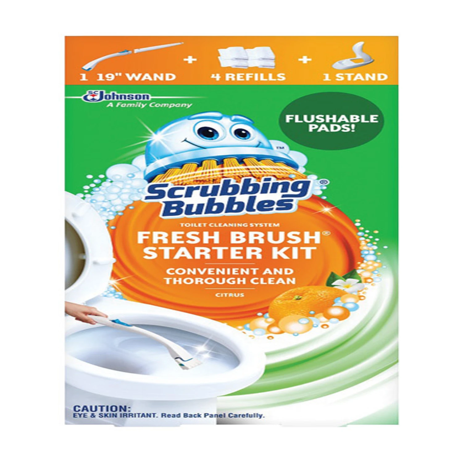 Fresh Brush Disposable Toilet Scrubber Kit With 19" Handle