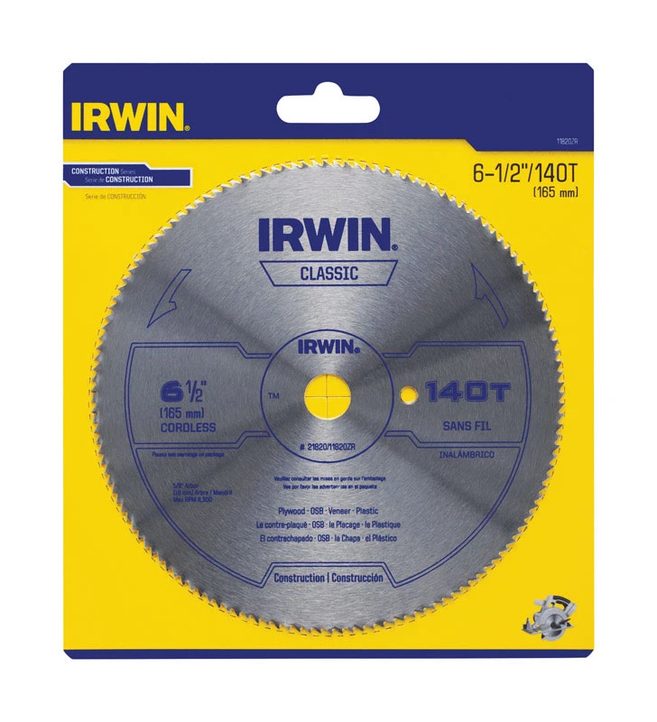 Irwin Steel 6-1/2 In. 140-Tooth Ripping/Crosscutting Circular Saw Blade