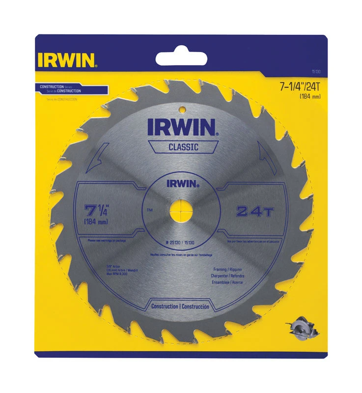 Irwin Classic Series 7-1/4 In. 24-Tooth Framing/Ripping Circular Saw Blade