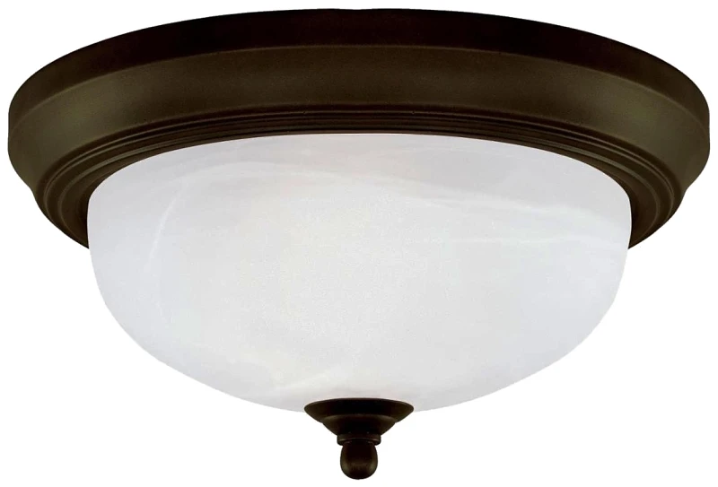Indoor Ceiling Light Fixture with Oil Rubbed Bronze Finish and Frosted White Alabaster Glass, 60 Watt, 13 by 5.875 Inches