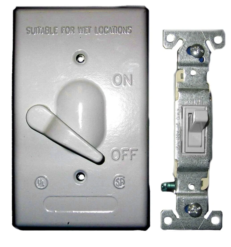 Weatherproof Cover With 3-Way Switch, Single Gang, Gray
