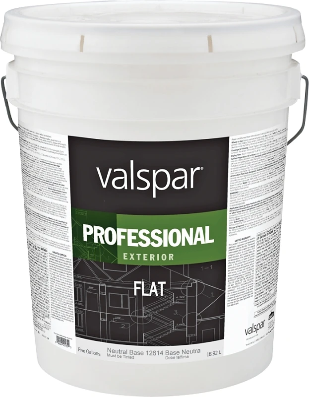 Professional 100% Acrylic Flat Exterior House Paint, Neutral Base, 5 Gallon