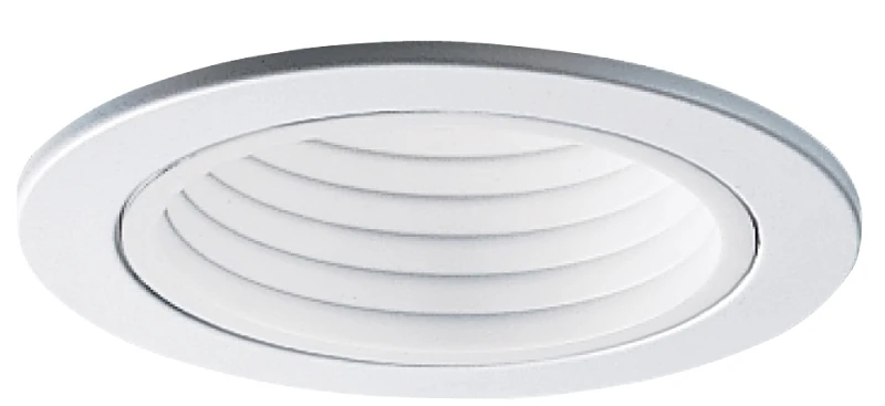 4 Inch White Step Baffle Recessed Fixture Trim With Metal Trim Ring